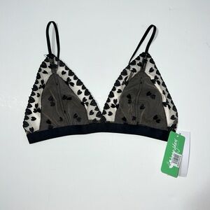 NWT Honeydew Katarina Heart Mesh Bralette Black Medium